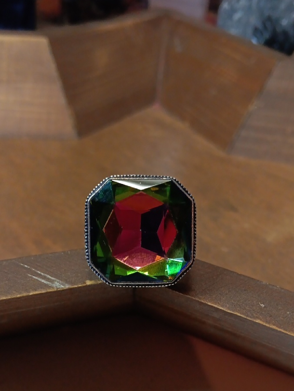 Green Multi-Tone Gemstone Statement Ring - Women Jewelry